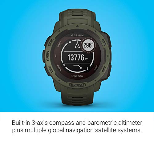 Garmin Instinct, Rugged Outdoor Smartwatch with Solar Charging Capabilities and Tactical Features, Built-in Sports Apps and Health Monitoring, Moss Green