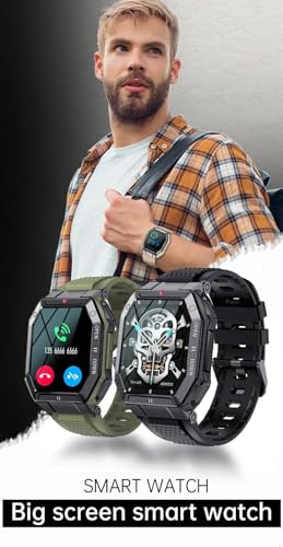 for Samsung Galaxy S23 Ultra Military Smart Watch for Men (Answer/Make Call), 1.85in HD Tactical Sports Rugged Smartwatch, Fitness Tracker Watch with Heart Rate Blood Pressure Sleep Monitor - Black