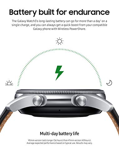 Samsung Galaxy Watch 3 (41mm, GPS, Bluetooth) Smart Watch with Advanced Health monitoring, Fitness Tracking , and Long lasting Battery - Mystic Silver (US Version)- (Renewed)