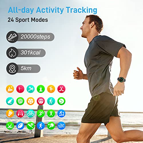 Smart Watch for Men Women Fitness: (Make/Answer Call) Bluetooth Smartwatch for Android iOS Phone Waterproof Sport Running Digital Watches Blood Pressure Heart Rate Monitor Sleep Tracker Step Counter