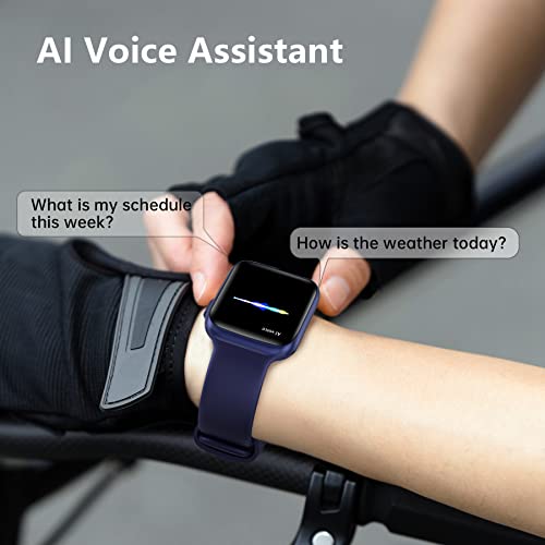 BRIBEJAT BT8 Smart Watch (Dial/Answer Call) 1.7'' 2.5D Screen Fitness Tracker with Pedometer SpO2/Heart Rate/Sleep Monitor Compatible with iPhone Samsung Android Phone, Blue