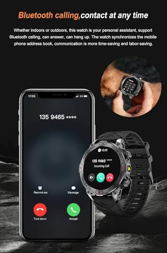 Smart Watch for Samsung Galaxy S24 Ultra - with LED Flashlight, 1.43" AMOLED Display, Outdoor Smartwatch with Compass/Altitude/Air Pressure, Waterproof Fitness Tracker Watch