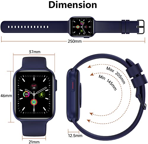 BRIBEJAT BT8 Smart Watch (Dial/Answer Call) 1.7'' 2.5D Screen Fitness Tracker with Pedometer SpO2/Heart Rate/Sleep Monitor Compatible with iPhone Samsung Android Phone, Blue