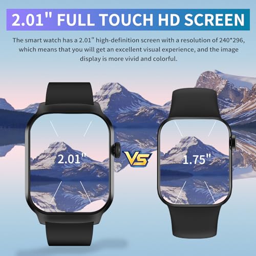 Smart Watch for Men (Answer/Make Call), 2.01" HD Touch Screen Fitness Tracker with Heart Rate Blood Pressure SpO2 Monitor, IP67 Waterproof, 100+Sport Mode Smart Watch for Android iOS Phones