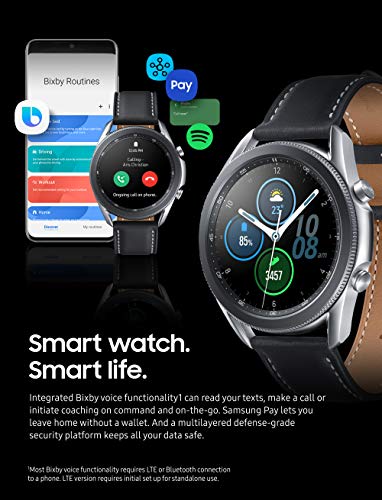 Samsung Galaxy Watch 3 (41mm, GPS, Bluetooth) Smart Watch with Advanced Health monitoring, Fitness Tracking , and Long lasting Battery - Mystic Silver (US Version)- (Renewed)