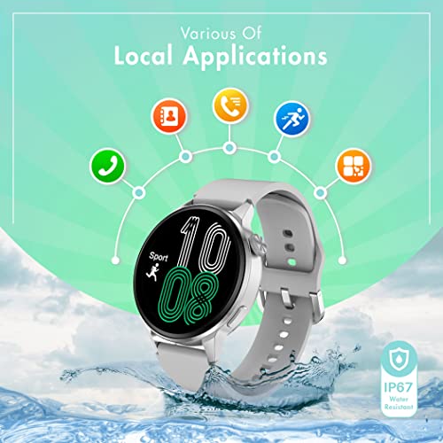 EKTON Smart Watches for Men & Women - Smart Watch for Android Phones, Make/Answer Calls, Messaging, Voice Assistant, NFC Functions, Wireless Charging, Long Battery Life, Silver