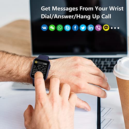 BRIBEJAT BT8 Smart Watch (Dial/Answer Call) 1.7'' 2.5D Screen Fitness Tracker with Pedometer SpO2/Heart Rate/Sleep Monitor Compatible with iPhone Samsung Android Phone, Blue