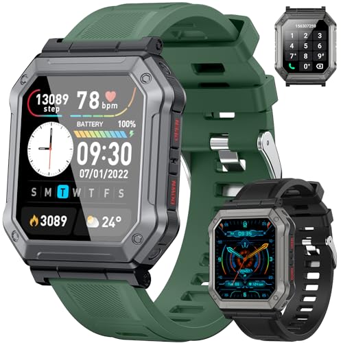 Smart Watch for Men Fitness Tracker: Military Smart Watches for Men Digital Mens Watches Make/Answer Call Running Waterproof Smartwatch Android Phones iPhone Samsung Compatible Heart Rate Monitor