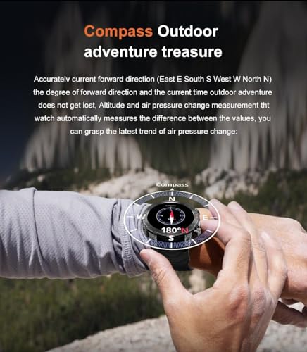 Smart Watch for Samsung Galaxy S24 Ultra - with LED Flashlight, 1.43" AMOLED Display, Outdoor Smartwatch with Compass/Altitude/Air Pressure, Waterproof Fitness Tracker Watch