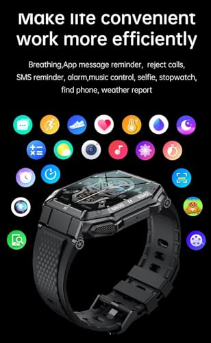 for Samsung Galaxy A14 5G Military Smart Watch for Men (Answer/Make Call), 1.85in HD Tactical Sports Rugged Smartwatch, Fitness Tracker Watch with Heart Rate Blood Pressure Sleep Monitor - Black