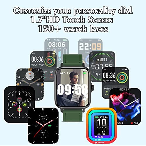 Choiknbo Smart Watch 1.7" Touch Screen Call Answer Receive/Dial, Fitness Tracker Smart Watches for Android iOS Phones, IP67 Waterproof with Sleep/Heart Rate Activity Tracker Smartwatch for Man Women