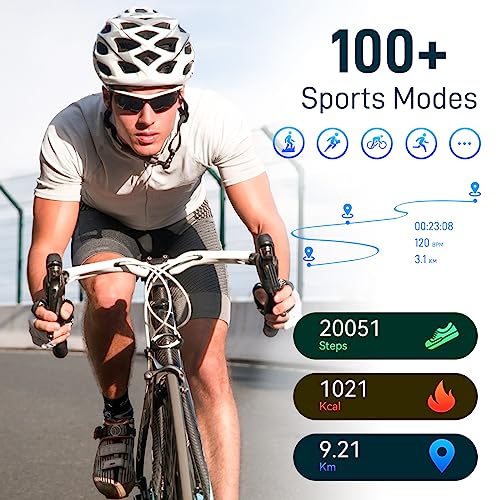 EIGIIS Smart Watches for Men Women 1.43” Big Screen AMOLED Always On Display Fitness Tracker with Heart Rate Sleep Monitor 100+ Sports Modes Full Touchscreen Smartwatch Compatible with iOS Android