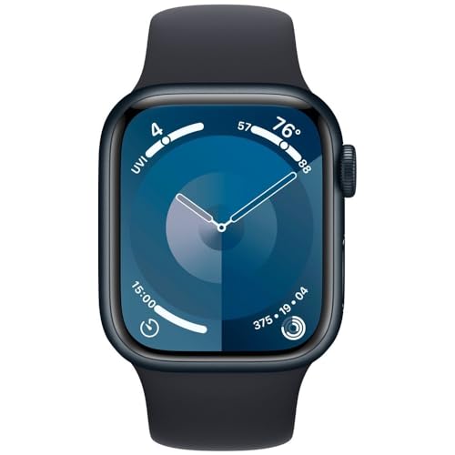 Apple Watch Series 9 [GPS + Cellular 41mm] Smartwatch with Midnight Aluminum Case with Midnight Sport Band S/M. Fitness Tracker, Blood Oxygen & ECG Apps, Always-On Retina Display (Renewed)