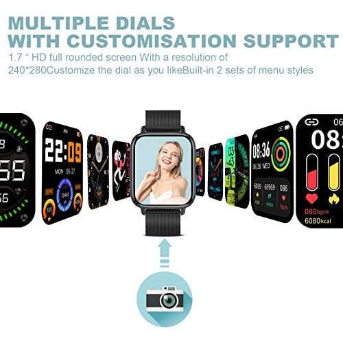 Choiknbo Smart Watch 1.7'' Full Touch Screen Call Answer/Dial Fitness Tracker Smartwatch for Android iOS IP67 Waterproof Fitness Watch Heart Rate Monitor Blood Oxygen Activity Trackers for Men Women