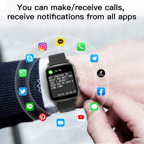 Wwzzey 1.7'' Touchscreen Smart Watch for Men,Women), Compatible with Android/iOS Phones Fitness Tracker with Heart Rate Monitor, Blood Oxygen, AI Voice Control | Best Gift for Father's Day.