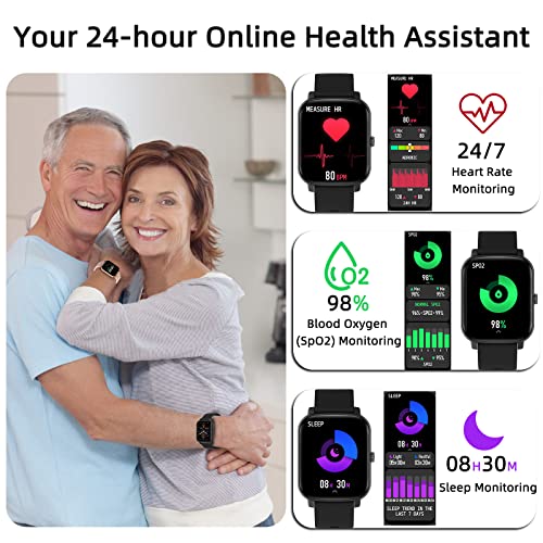 Wwzzey 1.7'' Touchscreen Smart Watch for Men,Women), Compatible with Android/iOS Phones Fitness Tracker with Heart Rate Monitor, Blood Oxygen, AI Voice Control | Best Gift for Father's Day.