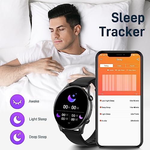 EIGIIS Smart Watches for Men Women 1.43” Big Screen AMOLED Always On Display Fitness Tracker with Heart Rate Sleep Monitor 100+ Sports Modes Full Touchscreen Smartwatch Compatible with iOS Android