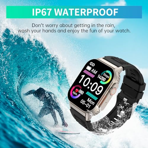 Smart Watch(Answer/Make Call), 2.01" Smartwatch for Men Women, IP67 Waterproof, 100+ Sport Modes Fitness Tracker, Heart Rate Sleep Monitor, AI Voice, Smart Watches for Android iOS Phones