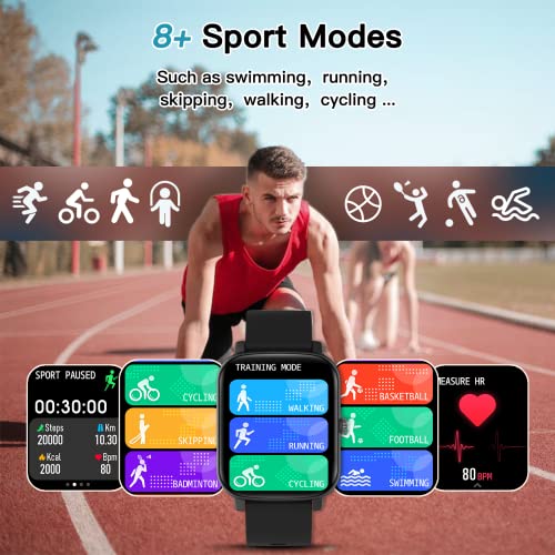 Wwzzey 1.7'' Touchscreen Smart Watch for Men,Women), Compatible with Android/iOS Phones Fitness Tracker with Heart Rate Monitor, Blood Oxygen, AI Voice Control | Best Gift for Father's Day.