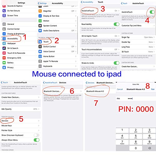 PEIBO Rechargeable Bluetooth Mouse for Laptop iPad Pro Air MacBook Wireless Mac Chromebook Win8/11 Desktop Computer