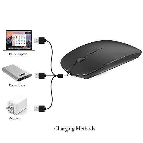 KLO Rechargeable Bluetooth Mouse for MacBook/MacBook air/Pro/iPad, Wireless Mouse for Laptop/Notebook/pc/iPad/Chromebook (Black)