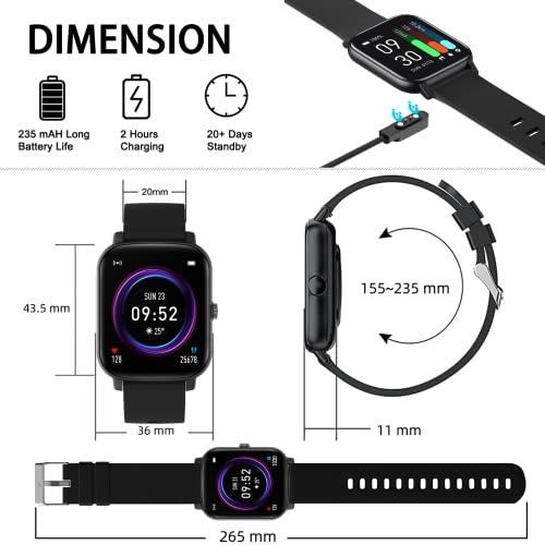 Wwzzey 1.7'' Touchscreen Smart Watch for Men,Women), Compatible with Android/iOS Phones Fitness Tracker with Heart Rate Monitor, Blood Oxygen, AI Voice Control | Best Gift for Father's Day.