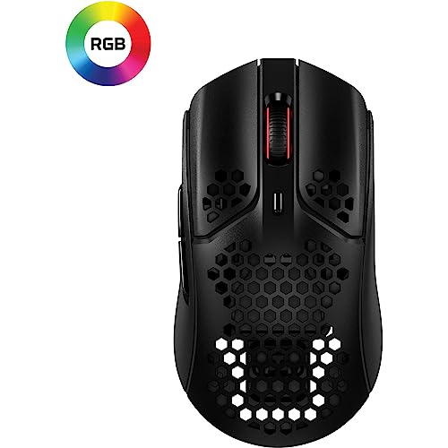 HyperX Pulsefire Haste – Wireless Gaming Mouse – Ultra Lightweight, 61g, 100 Hour Battery Life, 2.4Ghz Wireless, Honeycomb Shell, Hex Design, Up to 16000 DPI, 6 Programmable Buttons – Black, 4P5D7AA