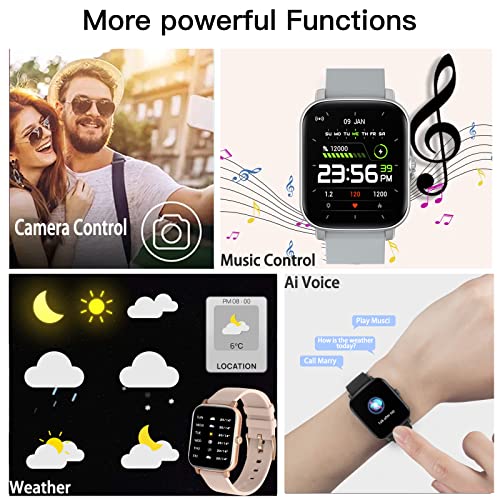 Wwzzey 1.7'' Touchscreen Smart Watch for Men,Women), Compatible with Android/iOS Phones Fitness Tracker with Heart Rate Monitor, Blood Oxygen, AI Voice Control | Best Gift for Father's Day.