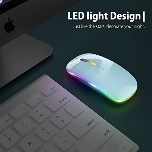 【Upgrade】 LED Wireless Mouse, Slim Silent Mouse 2.4G Portable Mobile Optical Office Mouse with USB & Type-c Receiver, 3 Adjustable DPI Levels for Notebook, PC, Laptop, Computer, MacBook (Blue)