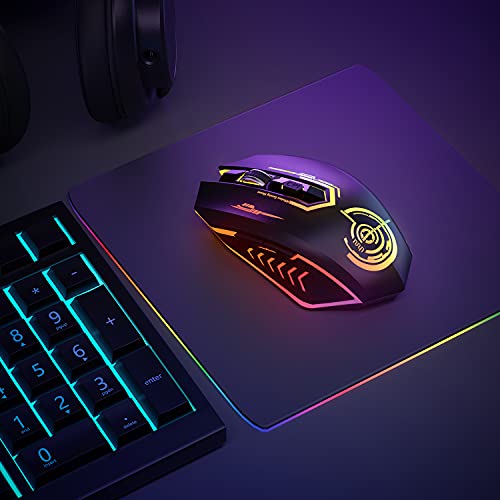 UHURU Wireless Gaming Mouse Up to 10000 DPI, Rechargeable USB Wireless Mouse with 6 Buttons 7 Dynamic LED Color Ergonomic Programmable MMO RPG for PC Laptop, Compatible with Windows Mac