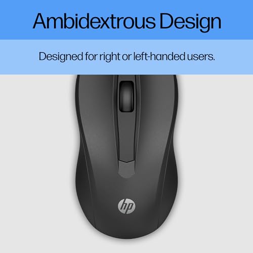HP Wired Mouse 100 - Precise Optical Sensor with 1600 DPI - Easy USB Connection - Ambidextrous Design - 3 Button Control & Built-in Scrolling - Multi-OS Compatible (6VY96AA#ABL)