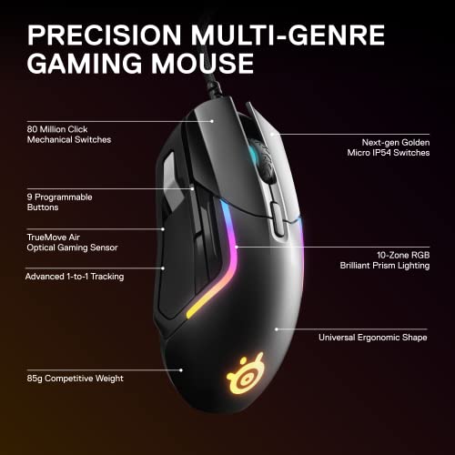 SteelSeries Rival 5 RGB Gaming Mouse - 18K CPI