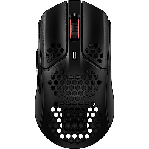 HyperX Pulsefire Haste – Wireless Gaming Mouse – Ultra Lightweight, 61g, 100 Hour Battery Life, 2.4Ghz Wireless, Honeycomb Shell, Hex Design, Up to 16000 DPI, 6 Programmable Buttons – Black, 4P5D7AA