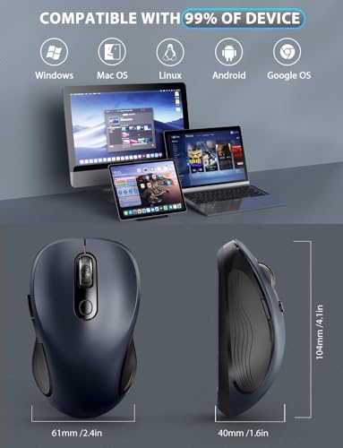 Trueque Wireless Mouse for Laptop, 2.4GHz Ergonomic Computer Mouse with Back & Forward Buttons, 3 Levels Tracking Speed, 6 Buttons, Optical USB Cordless Mice for Windows Chromebook MacBook PC (Gray)