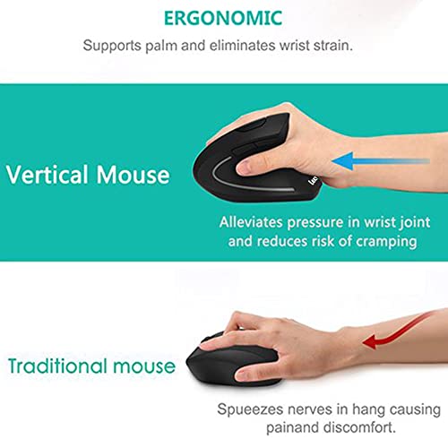 Lekvey Vertical Wireless Ergonomic Mouse with Adjustable DPI