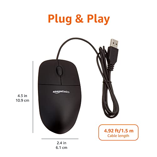 Amazon Basics 3-Button Wired USB Mouse - 30 Pack