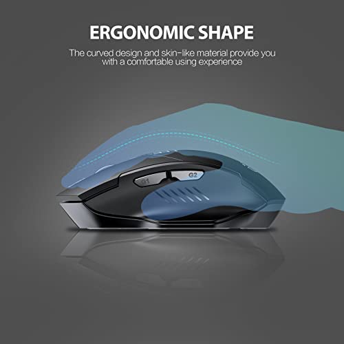INPHIC Bluetooth Mouse [Upgraded: Battery Level Visible], Rechargeable Wireless Mouse Multi-Device (Tri-Mode:BT 5.0/4.0+2.4Ghz) with Silent,Black