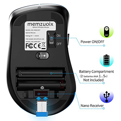 Memzuoix 2.4G Wireless Optical Mouse - Blue