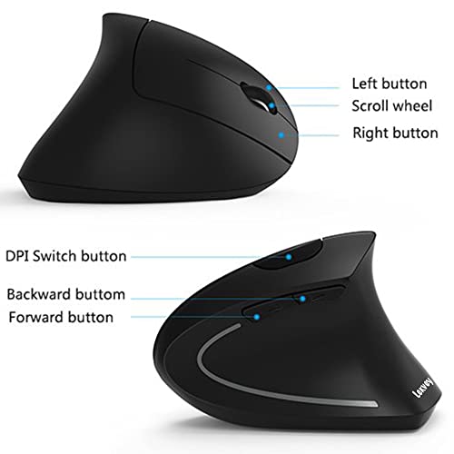 Lekvey Vertical Wireless Ergonomic Mouse with Adjustable DPI