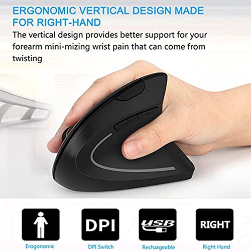 Lekvey Vertical Wireless Ergonomic Mouse with Adjustable DPI