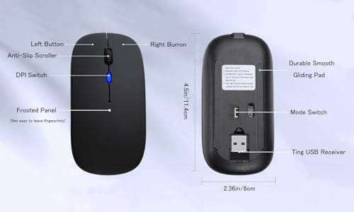 WREANU Dual Mode Wireless Bluetooth Mouse - Black