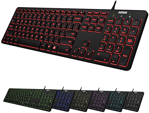 Arteck Backlit USB Full-Size Keyboard with Hotkeys