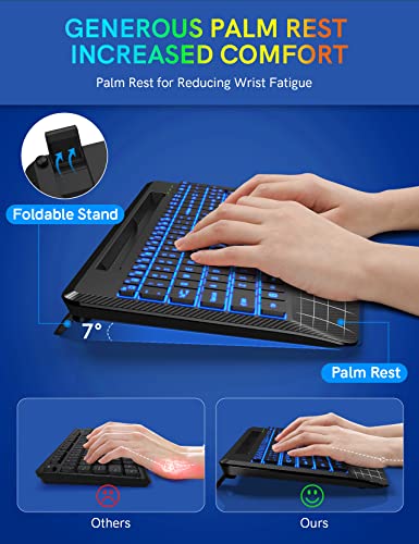 Ergonomic Wireless Keyboard with Colorful Backlit Design