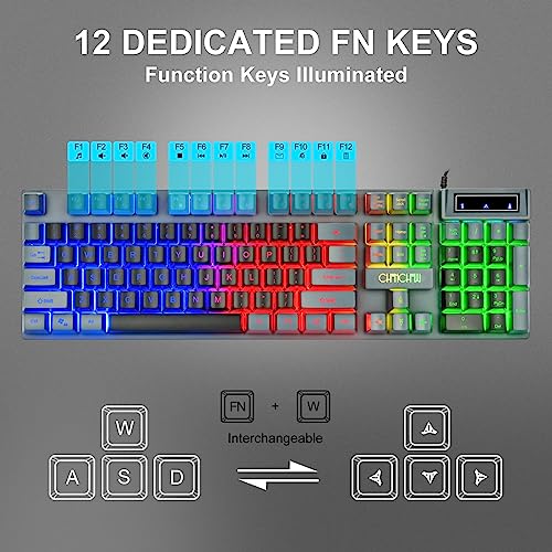 Rainbow LED Gaming Keyboard and Mouse Combo
