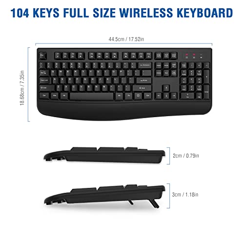 EDJO Ergonomic Wireless Keyboard with Wrist Rest