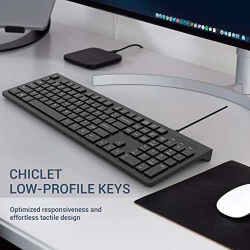 Wired USB Keyboard with Chiclet Keys and Pad