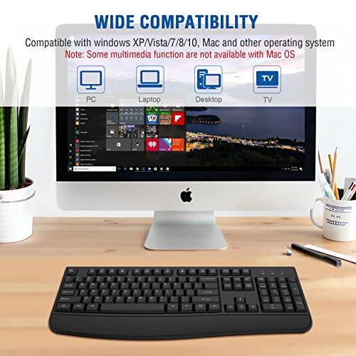 EDJO Ergonomic Wireless Keyboard with Wrist Rest