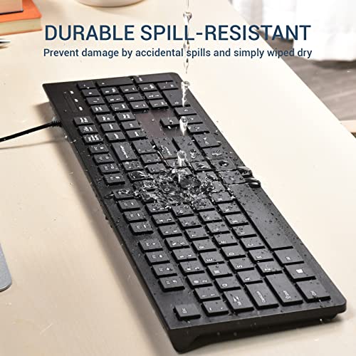 Wired USB Keyboard with Chiclet Keys and Pad