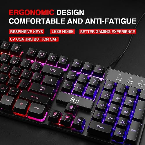 Rii RK100+ RGB LED Backlit Mechanical Gaming Keyboard