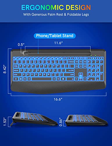 Ergonomic Wireless Keyboard with Colorful Backlit Design